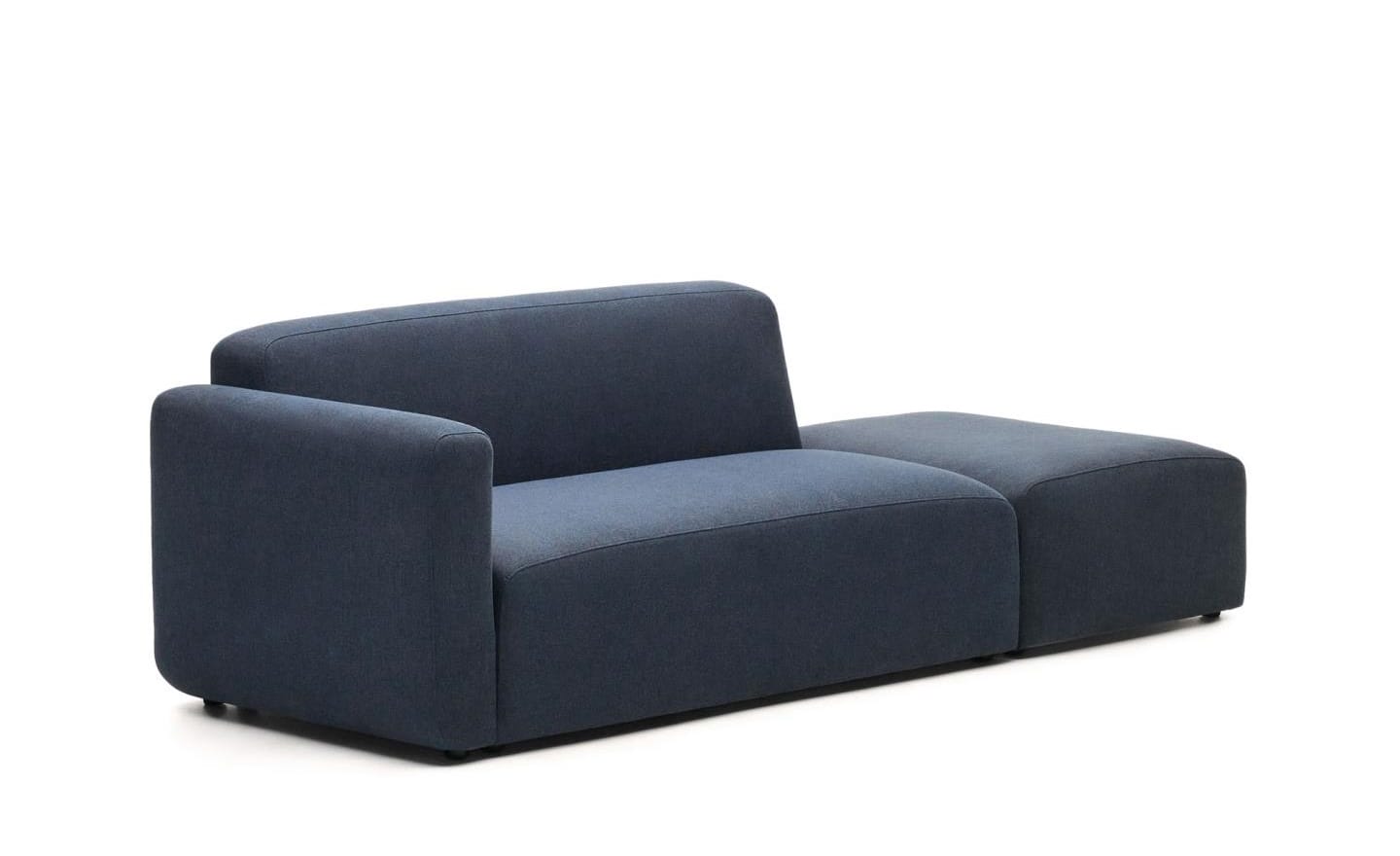 Sofá de 2 Lugares C/ Terminal Neom Azul, sofá estofado em tecido azul estruturado, modular e versátil.