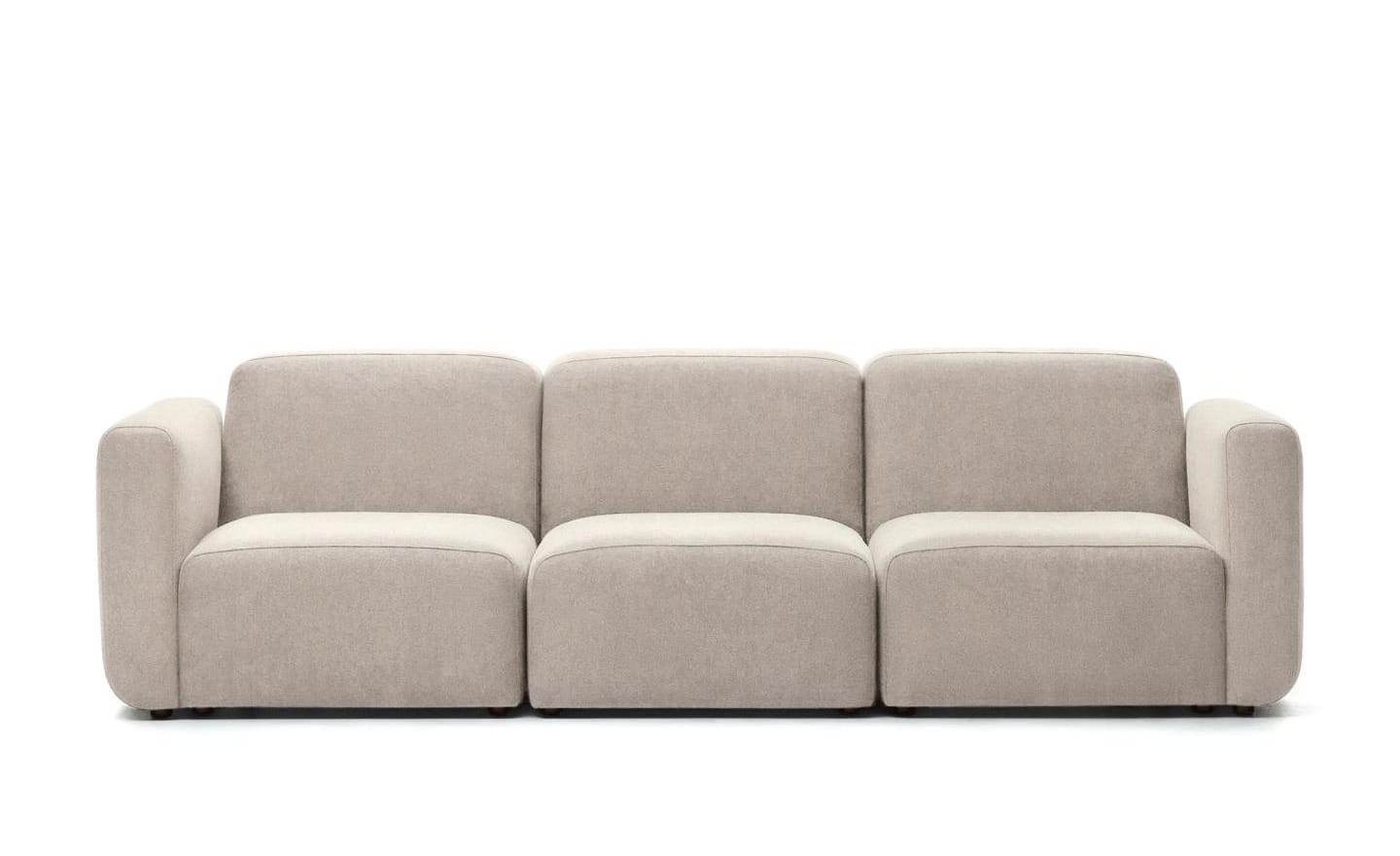 Sofá de 3 Lugares Neom Bege, sofá estofado em tecido bege estruturado, modular e versátil.