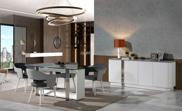 Aparador Eclipse - Móvel de Sala de Jantar Moderno com Detalhes em Inox