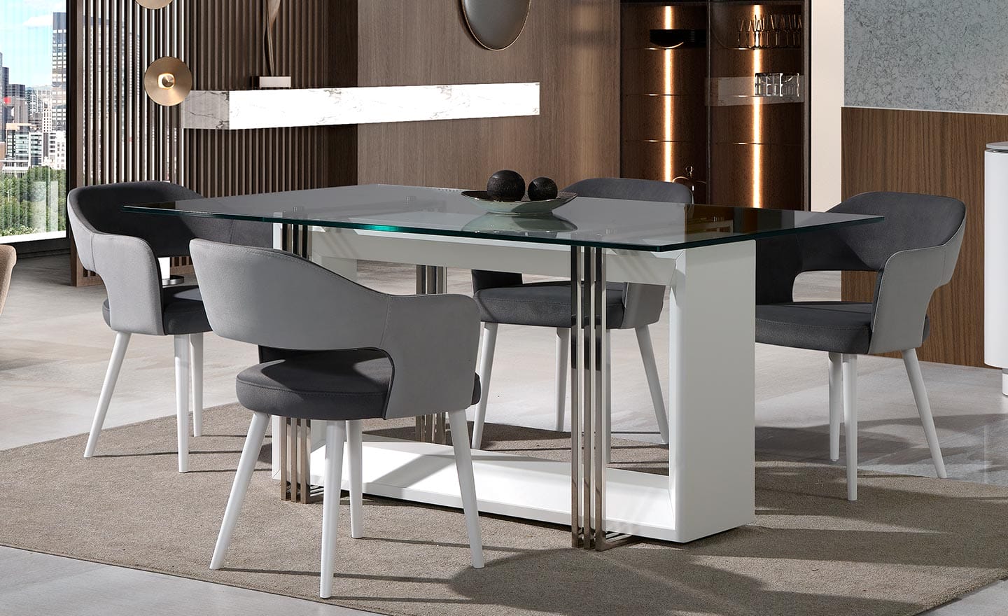 Sala de Jantar Eclipse - Mobiliário de Sala Moderna e Elegante com Mesa de Jantar e Aparador