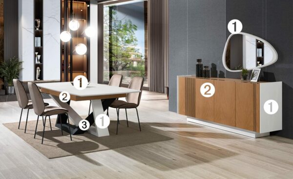 Sala de Jantar Sunset - Mobiliário de Sala Moderno e Elegante com Mesa de Jantar e Aparador