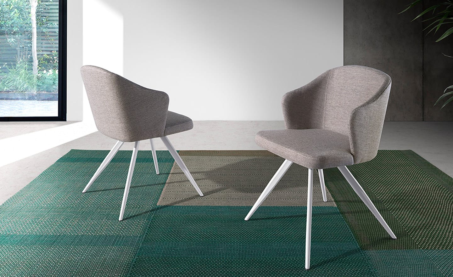 Cadeira Mellow 4056, design moderno, braços estofados em tecido cinza | Moveistore