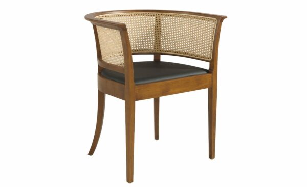 Cadeira Siena 4116 - Design moderno, assento em polipele preta e encosto em vime | Moveistore