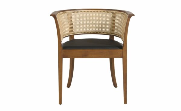 Cadeira Siena 4116 - Design moderno, assento em polipele preta e encosto em vime | Moveistore