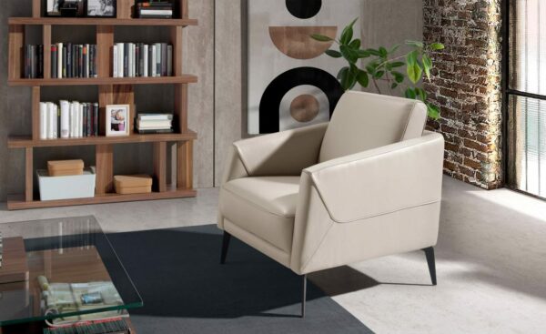 Cadeirão Couture 5094 em pele, elegância e conforto, estrutura em aço inoxidável pintado em preto | Moveistore