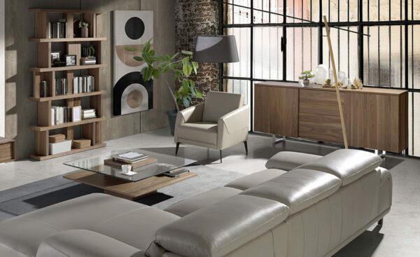Cadeirão Couture 5094 em pele, elegância e conforto, estrutura em aço inoxidável pintado em preto | Moveistore