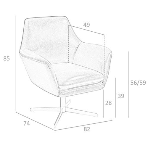 Cadeirão Giratório Aura 5093 estofado em pele, design moderno, estrutura em aço inoxidável polido | Moveistore