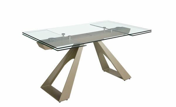 Mesa de Jantar Extensível Calamo 1125 - Design Moderno em Vidro e Aço Inox | Moveistore
