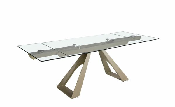 Mesa de Jantar Extensível Calamo 1125 - Design Moderno em Vidro e Aço Inox | Moveistore