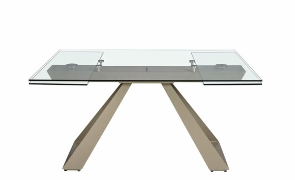 Mesa de Jantar Extensível Calamo 1125 - Design Moderno em Vidro e Aço Inox | Moveistore
