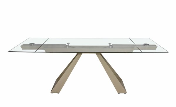 Mesa de Jantar Extensível Calamo 1125 - Design Moderno em Vidro e Aço Inox | Moveistore