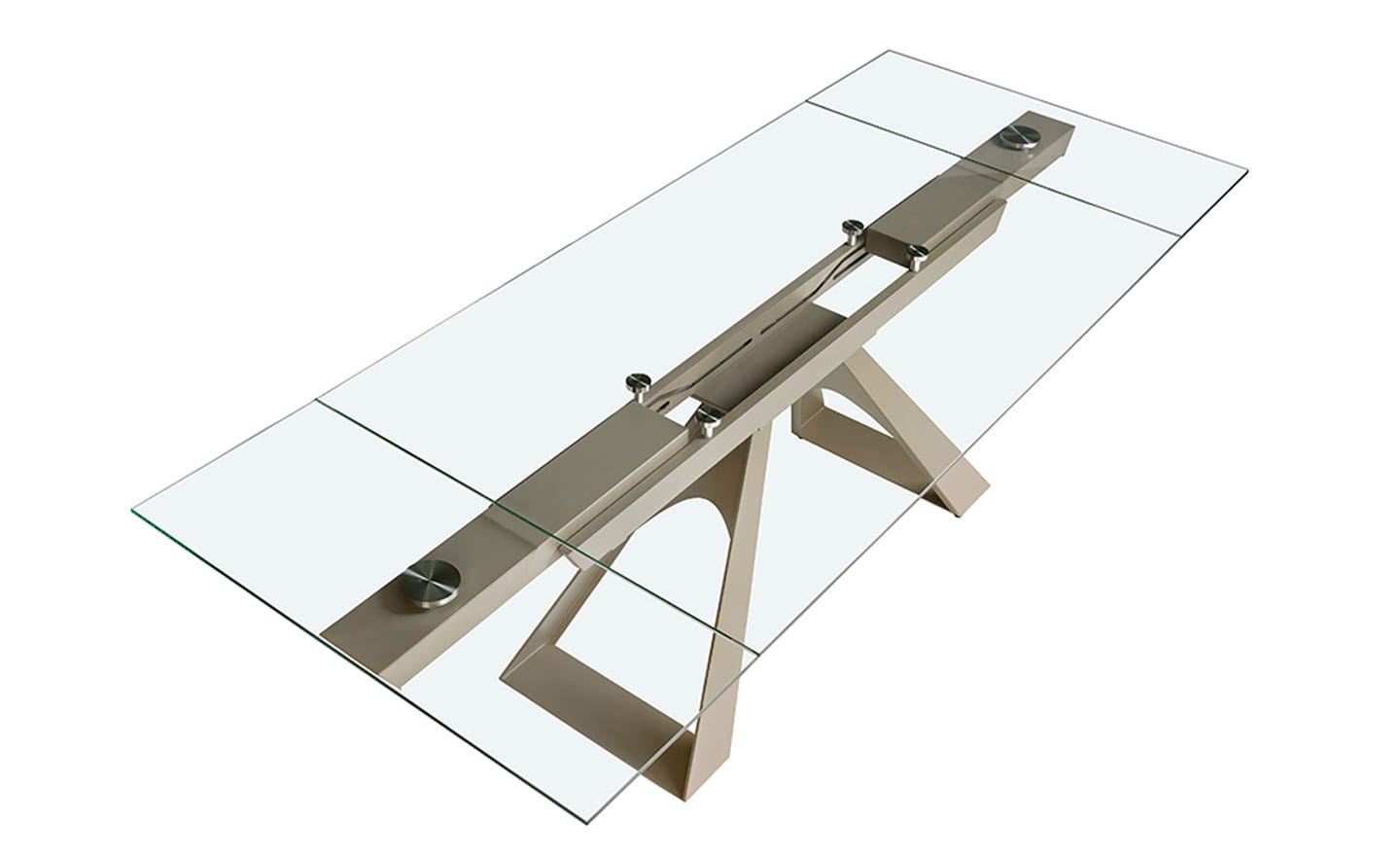 Mesa de Jantar Extensível Calamo 1125 – Design Moderno em Vidro e Aço Inox | Moveistore