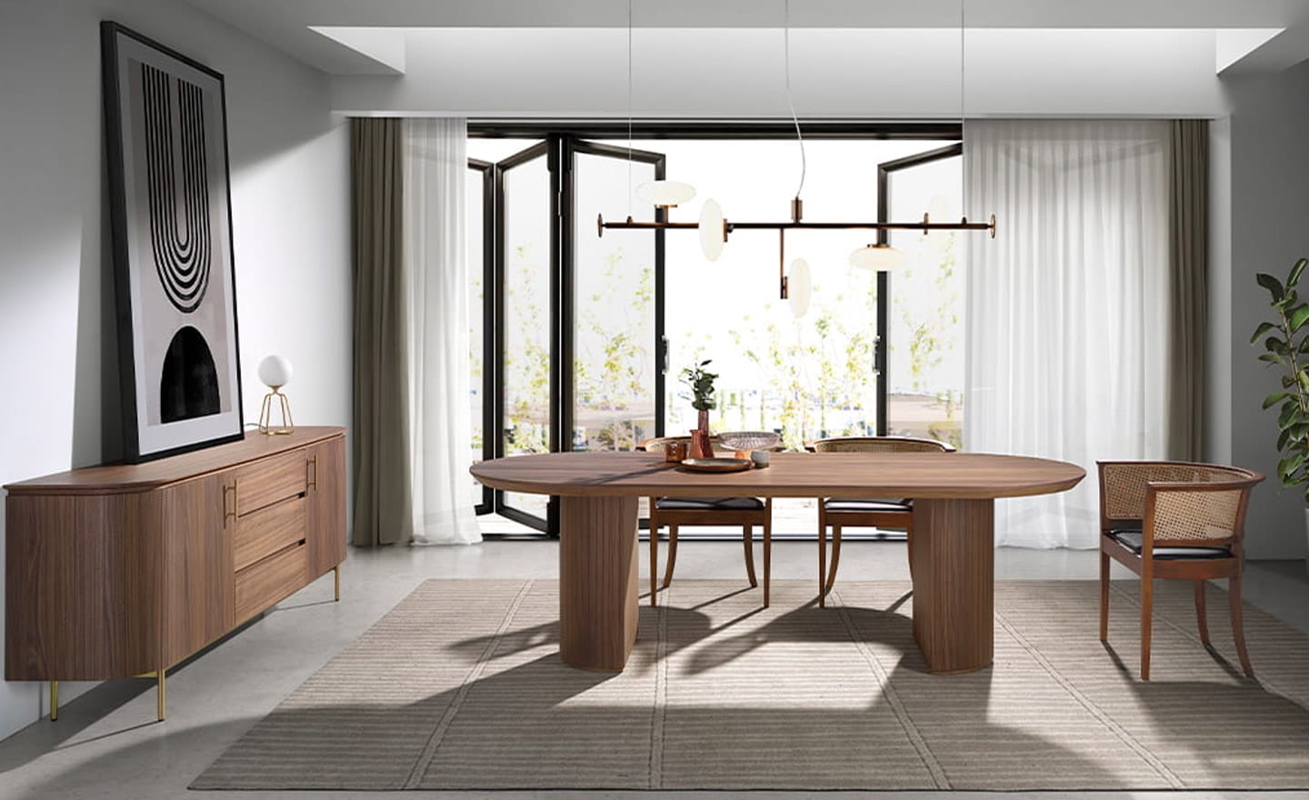 Mesa de Jantar Leonardo 1104 - Design Moderno em Nogueira Natural | Moveistore