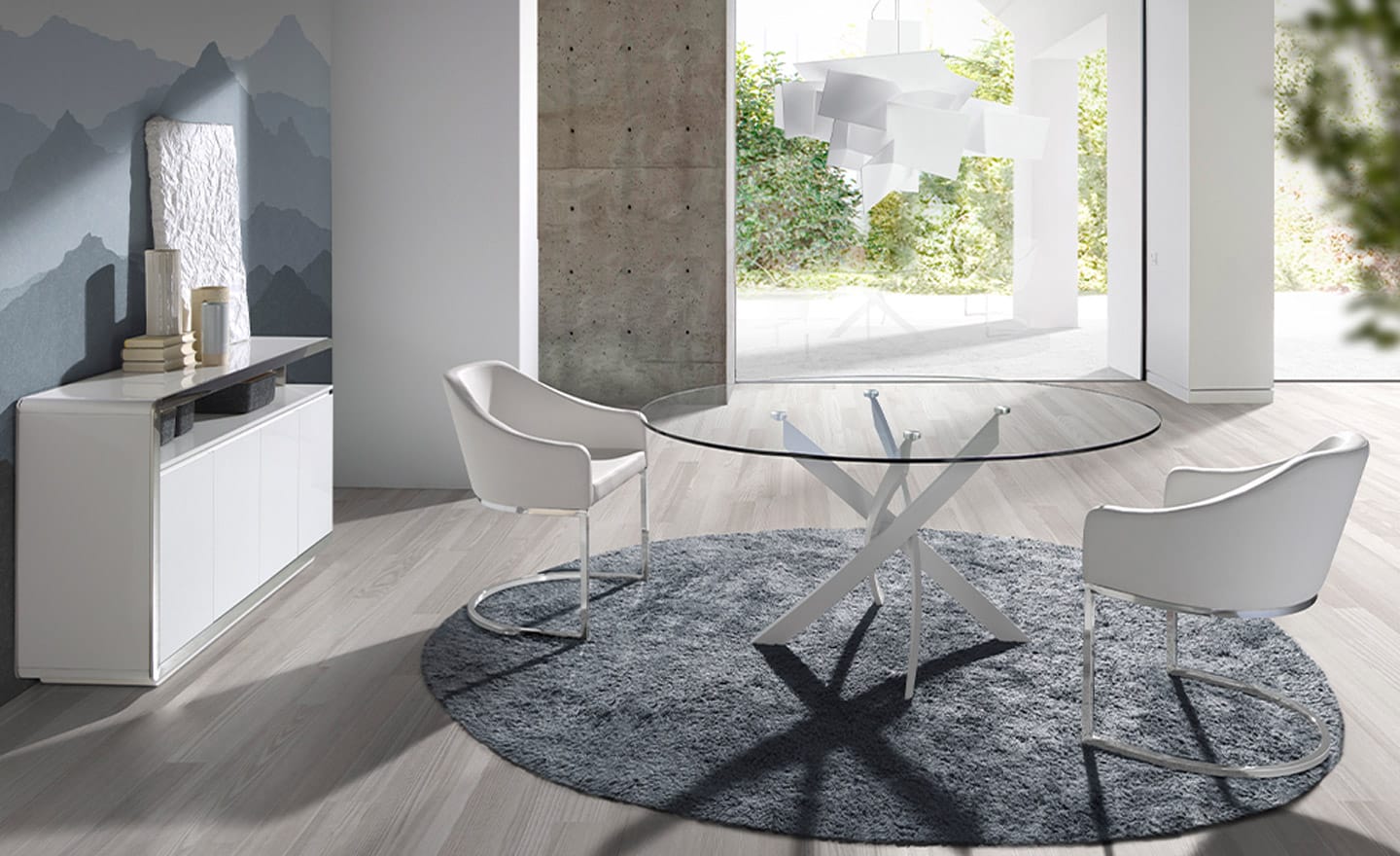Mesa de Jantar Quaderna Redonda 1138 - Design Moderno em Vidro Temperado | Moveistore