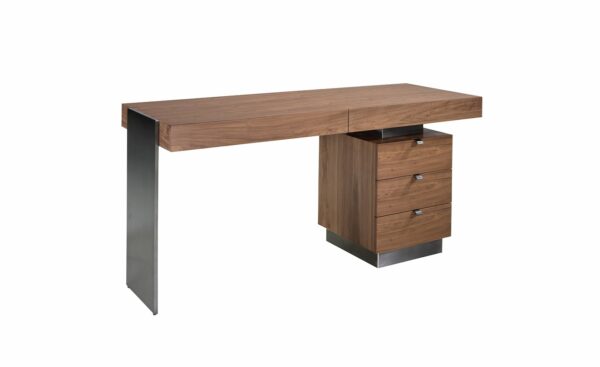 Secretária Phantom 3237, design moderno em nogueira e aço | Moveistore