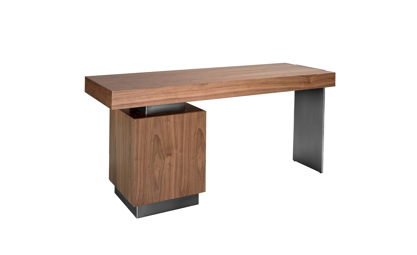 Secretária Phantom 3237 – Design Moderno em Nogueira e Aço | Moveistore