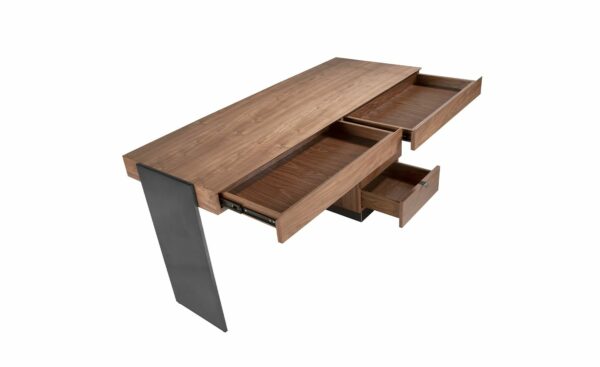 Secretária Phantom 3237, design moderno em nogueira e aço | Moveistore