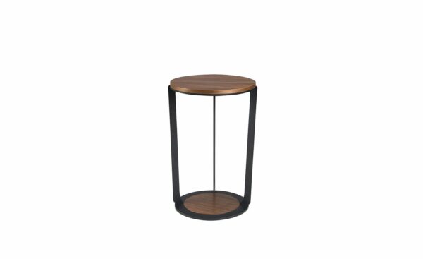 Mesa de Apoio Saturno 2116 - Design Moderno em Nogueira e Aço Inoxidável | Moveistore