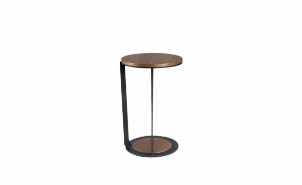 Mesa de Apoio Saturno 2116 - Design Moderno em Nogueira e Aço Inoxidável | Moveistore