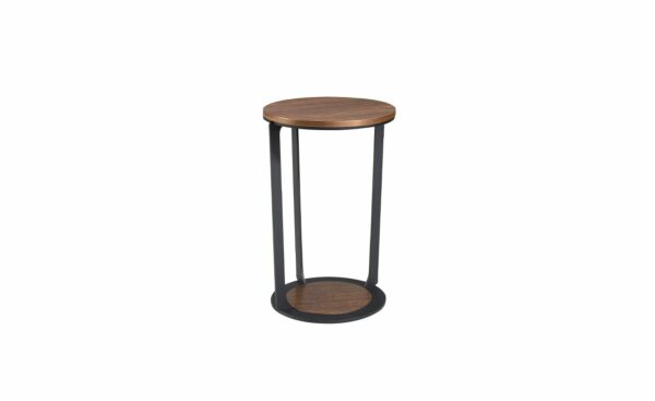 Mesa de Apoio Saturno 2116 - Design Moderno em Nogueira e Aço Inoxidável | Moveistore