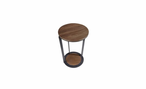 Mesa de Apoio Saturno 2116 - Design Moderno em Nogueira e Aço Inoxidável | Moveistore