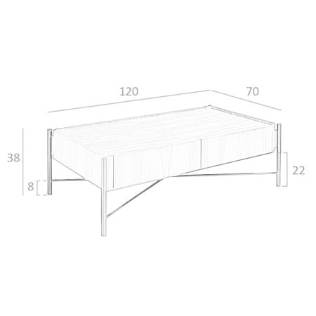 Mesa de Centro Patio 2121 - Design Moderno em Nogueira e Aço Inoxidável | Moveistore