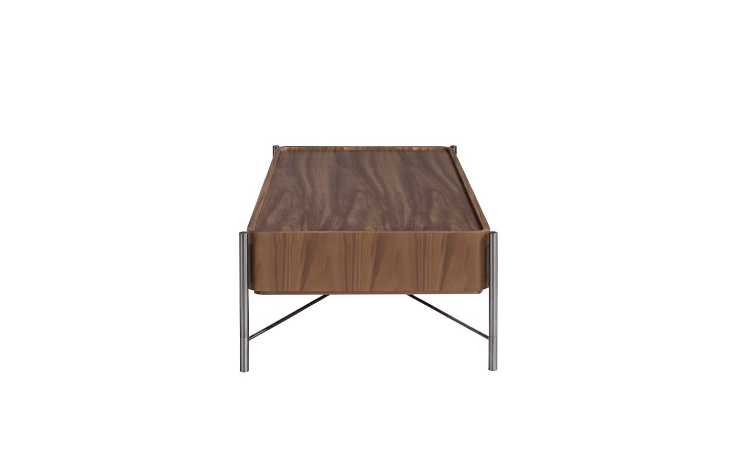 Mesa de Centro Patio 2121 – Design Moderno em Nogueira e Aço Inoxidável | Moveistore