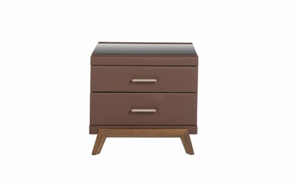 Mesa de Cabeceira Scacco 7162 - Design Moderno com Tampo de Vidro e Gavetas | Moveistore