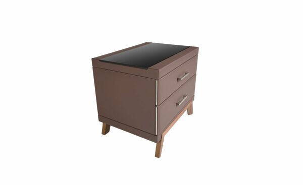 Mesa de Cabeceira Scacco 7162 - Design Moderno com Tampo de Vidro e Gavetas | Moveistore