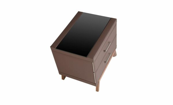 Mesa de Cabeceira Scacco 7162 - Design Moderno com Tampo de Vidro e Gavetas | Moveistore