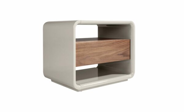 Mesa de Cabeceira Skyline 7134 - Design Moderno em Cinza com Detalhes em Nogueira | Moveistore