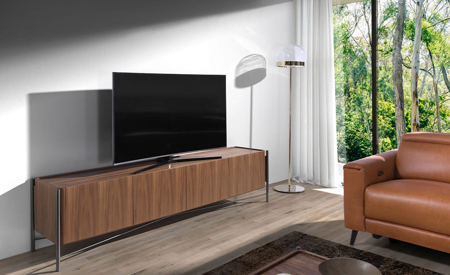 Móvel de TV Patio 3240 - Design Moderno em Nogueira Natural | Moveistore