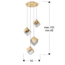 Candeeiro de Teto Priscila 4L Dourado 720403 | Moveistore