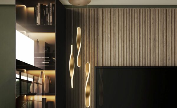 Candeeiro de Teto Twist 3L Dourado 219381 - Elegância e funcionalidade em um só produto | Moveistore