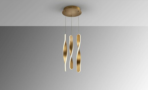Candeeiro de Teto Twist 3L Dourado 219381 - Elegância e funcionalidade em um só produto | Moveistore
