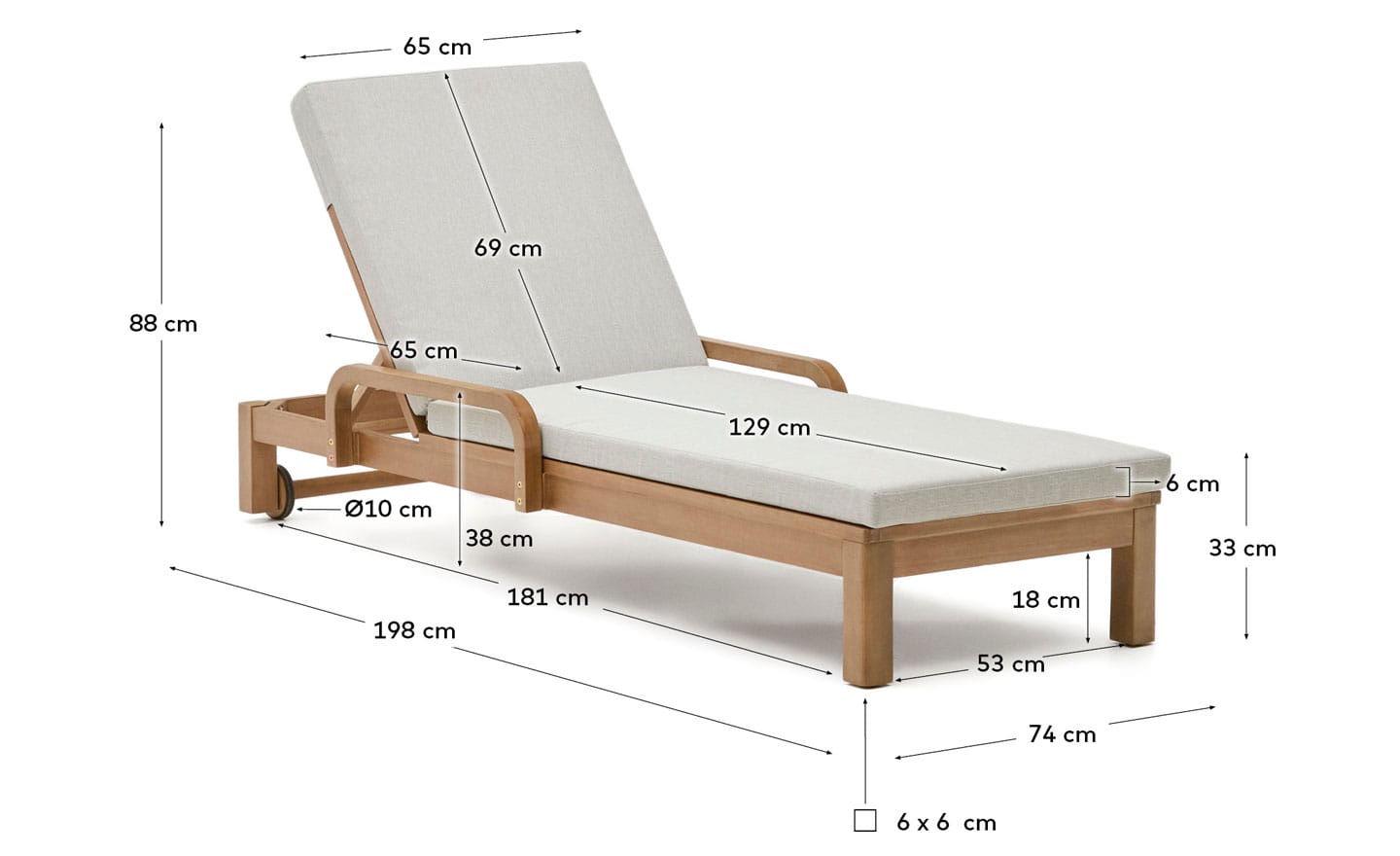 Espreguiçadeira Sansaura Madeira Maciça J1300020JJ12 – Espreguiçadeiras