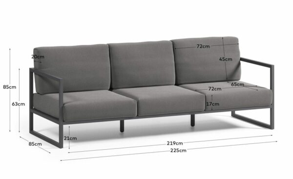 Sofá de Exterior de 3 Lugares Comova Cinza Escuro O100_30_ST02 - Sofás de Exterior | Moveistore