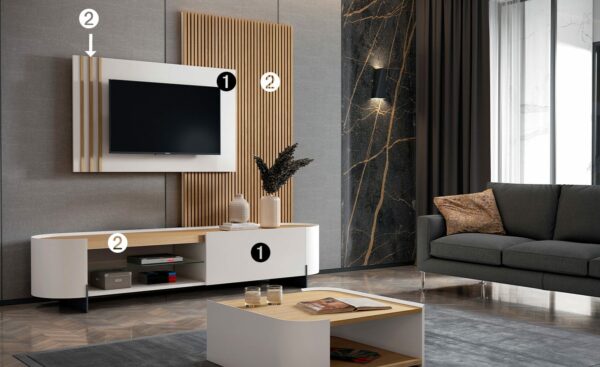 Estante Sala de Estar com Painel Ripado Filadelfia | Salas de Estar Modernas | Moveistore