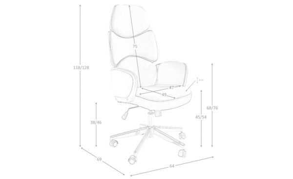 Cadeira de escritório giratória 4142 com assento regulável em altura e design moderno | Moveistore