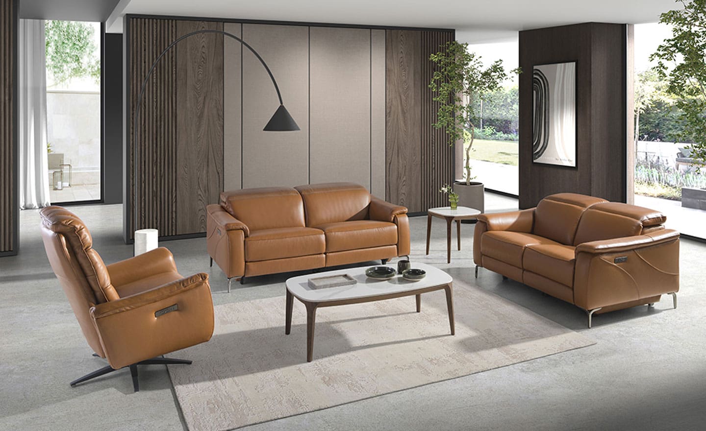 Cadeirão Relax Giratório Pele Castanha Marsalis 5117