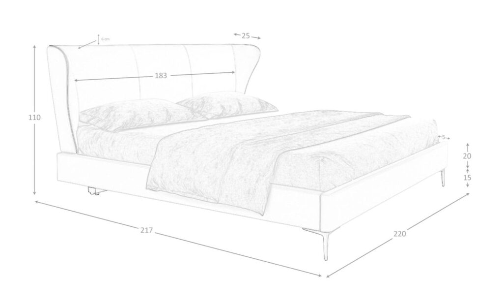 Cama de casal estofada moderna Moore 180x200cm com cabeceira e estrutura em pele sintética creme | Moveistore