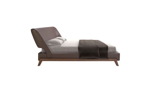 Cama de casal king size moderna Mike 7159 com cabeceira e estrutura em pele sintética cor chocolate | Moveistore
