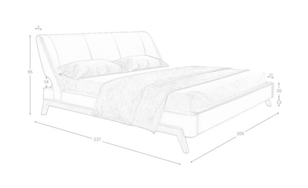 Cama de casal king size moderna Mike 7159 com cabeceira e estrutura em pele sintética cor chocolate | Moveistore