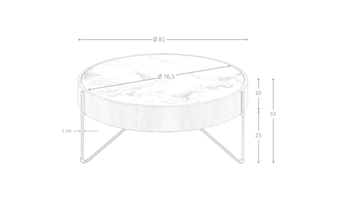 Mesa de Centro Redonda Mármore Porcelânico Bol 2138