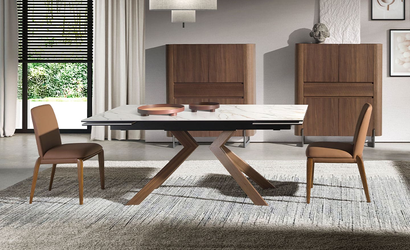 Mesa de Jantar Extensível Mármore Porcelânico 1120