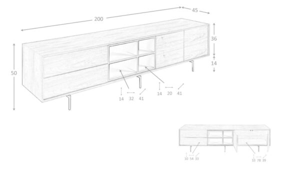 Móvel de TV Tidone 3229 em madeira de nogueira com amplo espaço de arrumação e design moderno | Moveistore