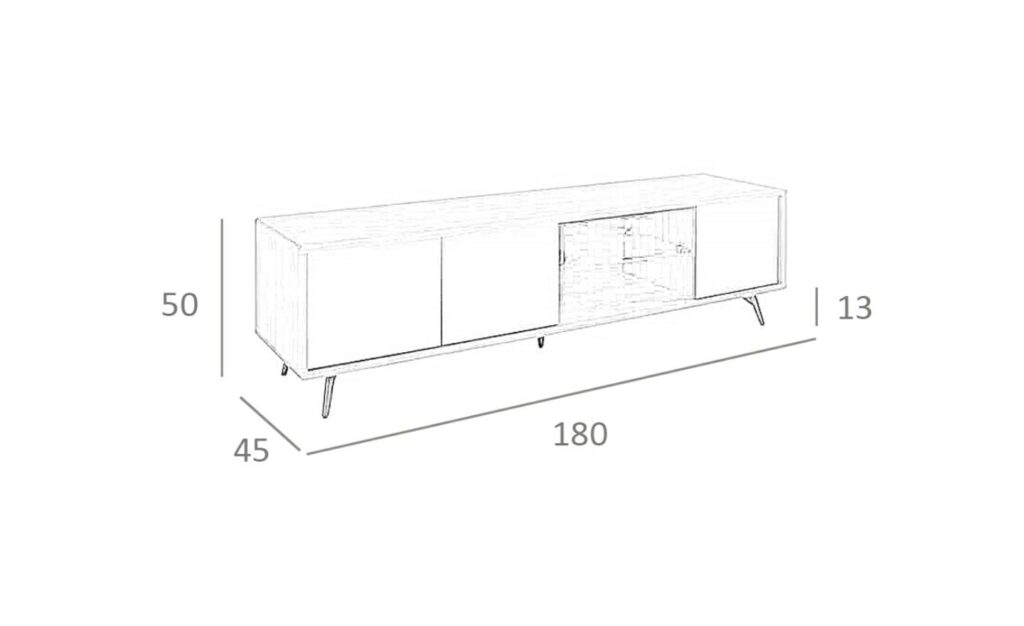 Móvel de TV Tweed 3223 em madeira de nogueira com portas em vidro espelhado e design moderno | Moveistore