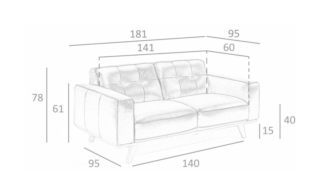 Sofá de 3 lugares em pele capitonê 6120 com estrutura em madeira de nogueira e design moderno | Moveistore