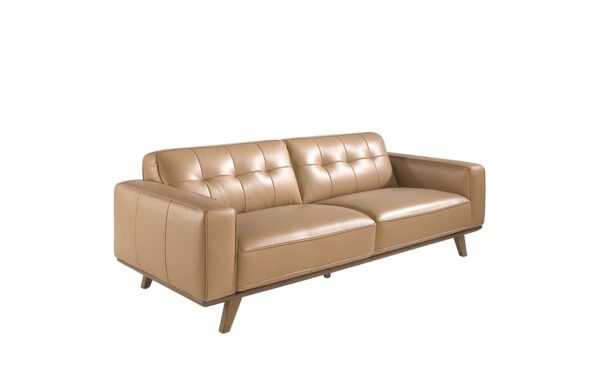 Sofá de 3 lugares em pele capitonê 6120 com estrutura em madeira de nogueira e design moderno | Moveistore