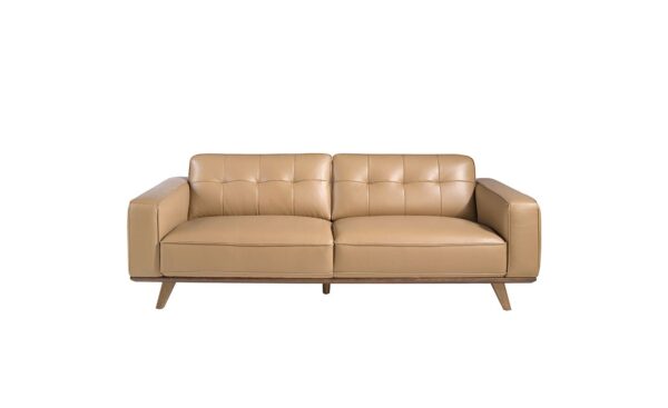 Sofá de 3 lugares em pele capitonê 6120 com estrutura em madeira de nogueira e design moderno | Moveistore